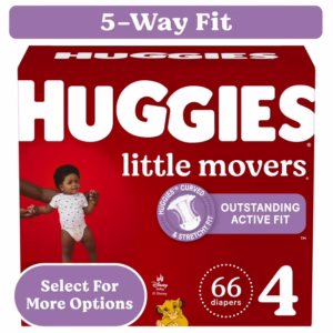 Huggies Little Movers Baby Diapers, Size 4 (22-37 lbs), 66 Ct