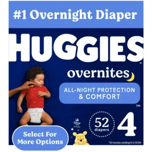 Huggies Overnites Nighttime Diapers, Size 4 (22-37 lbs), 52 Ct