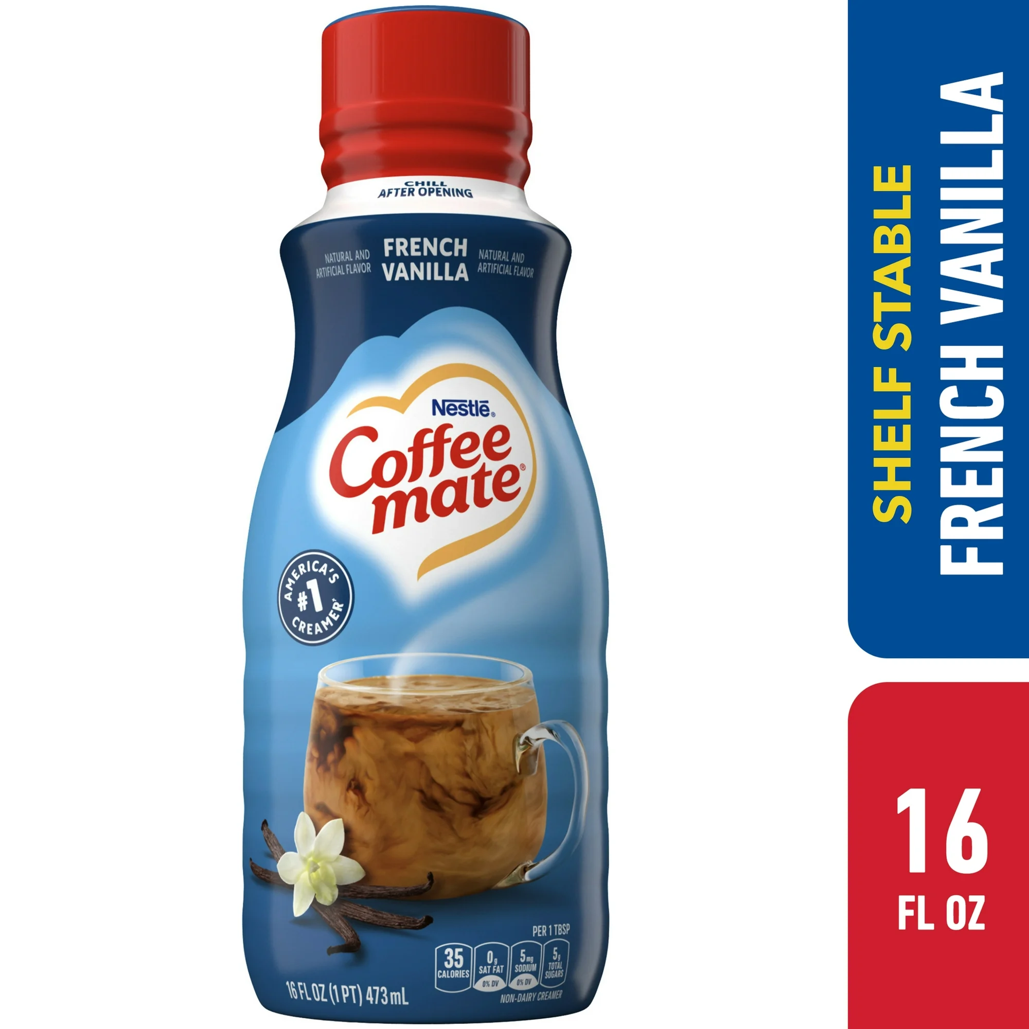 Nestle Coffee Mate French Vanilla, Shelf-Stable, Liquid Coffee Creamer 16 fl oz Bottle