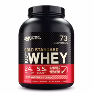 Optimum Nutrition, Gold Standard 100% Whey Protein Powder, Strawberries & Cream, 4.99 lb, 73 Servings